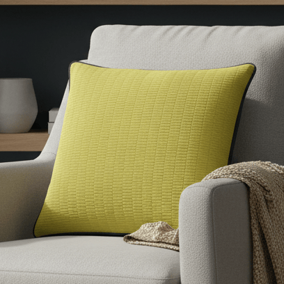 Paoletti (Riva Home) Cushions PUTNEY JACQUARD CUSHION – Citrine/Navy by Paoletti