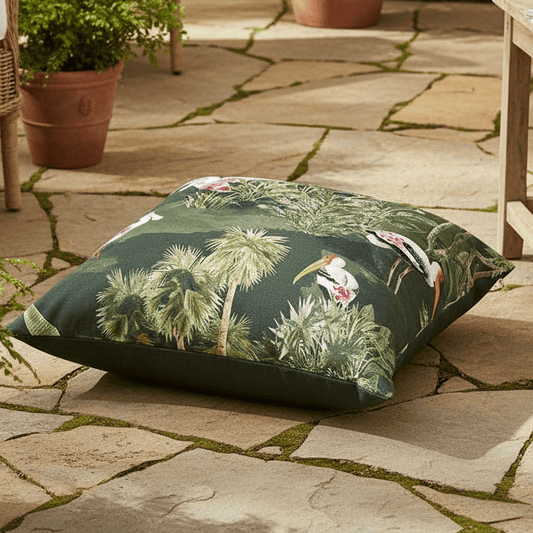 Paoletti (Riva Home) Outdoor Cushion Platalea 43cm Outdoor Floor Cushion by Paoletti in Bottle Green
