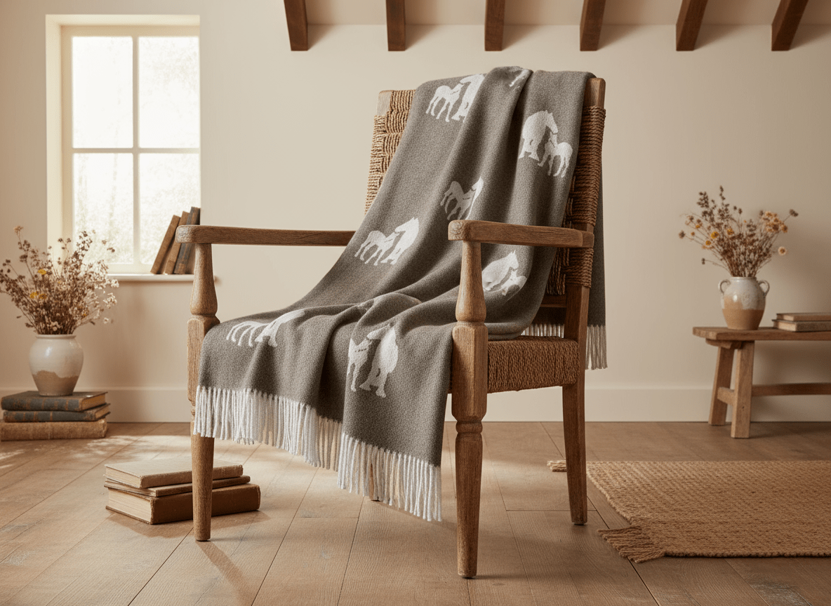Remony Lambswool Throw Horse Chestnut Nature Marino Lambswool Throws by Remony