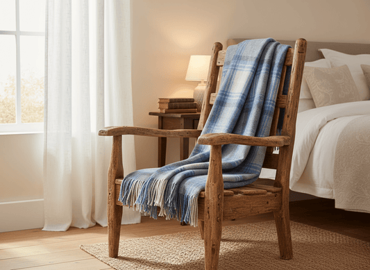 Remony Lambswool Throw Lindores Cornflower Lindores Marino Lambswool Throws by Remony