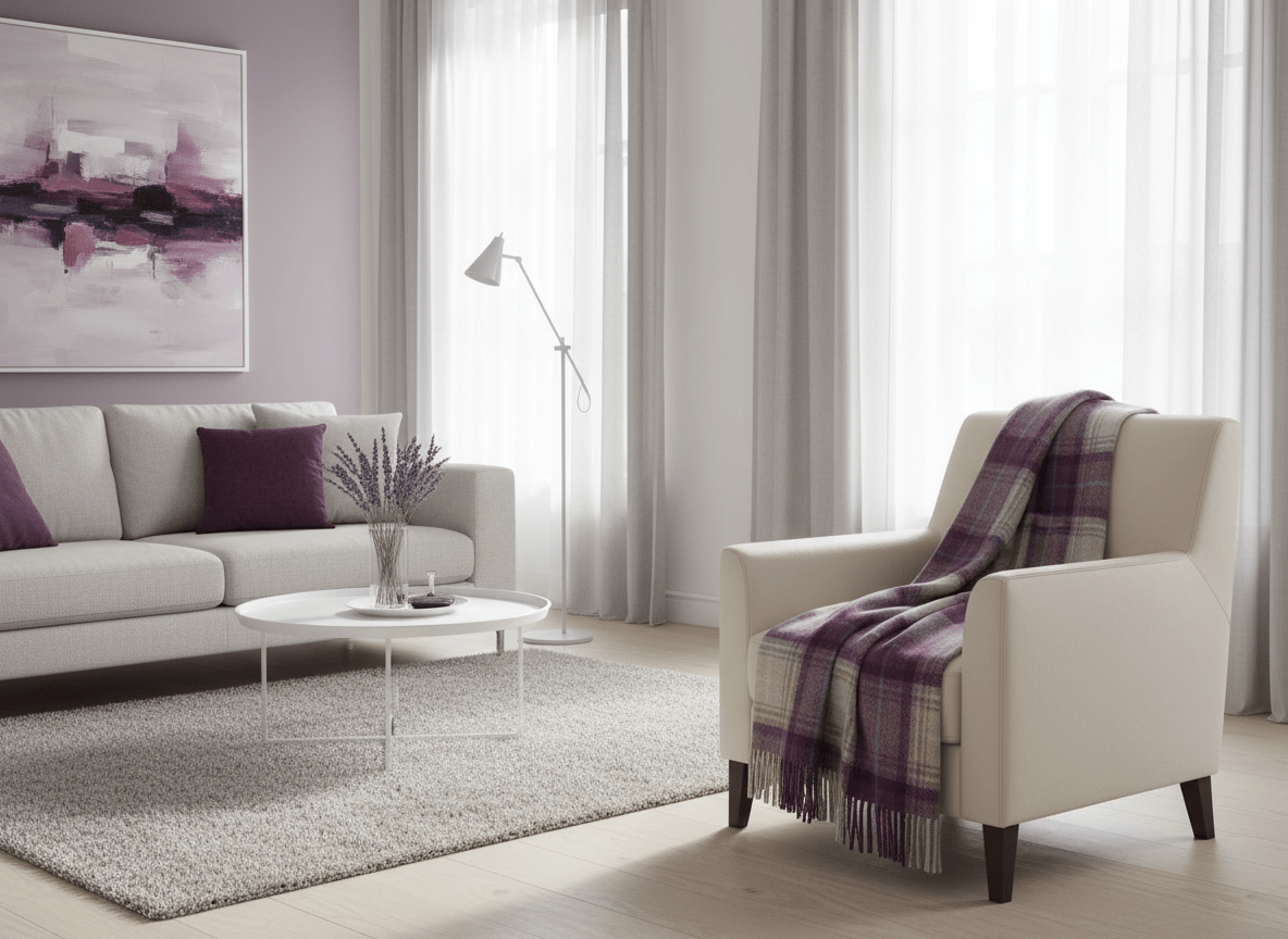 Remony Lambswool Throw Lindores Grape Lindores Marino Lambswool Throws by Remony