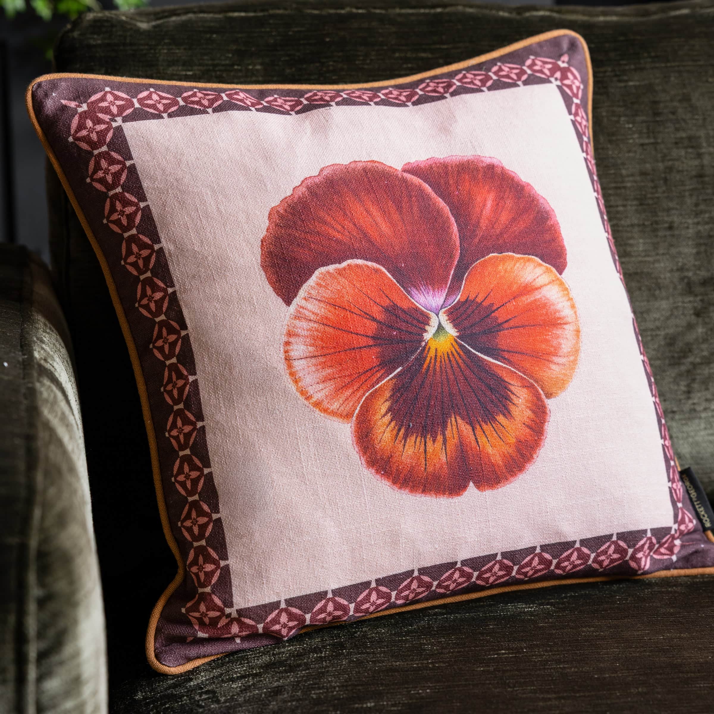 Rockett St George (Riva Home) Cushions PANSY MUSE COTTON SLUB CUSHION PINK by Rockett St George