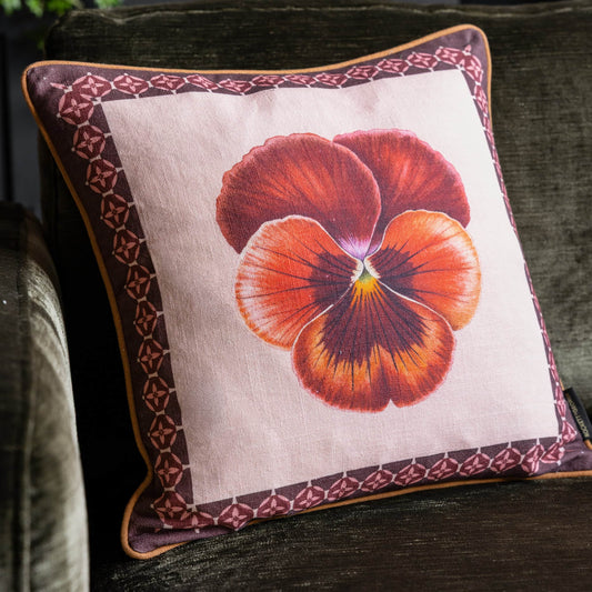 Rockett St George (Riva Home) Cushions PANSY MUSE COTTON SLUB CUSHION PINK by Rockett St George