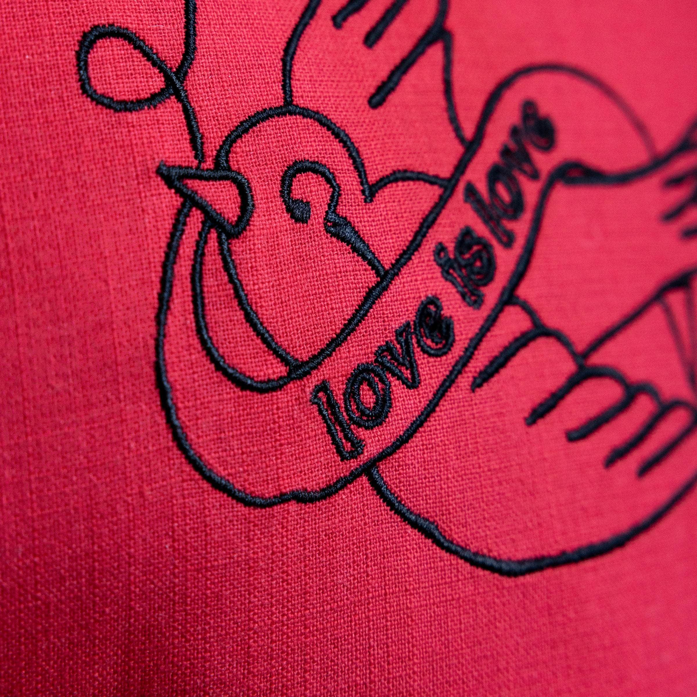 Rockett St George (Riva Home) Cushions PILLOW TALK HEART EMBROIDERED CUSHION – HAUTE RED by Rockett St George