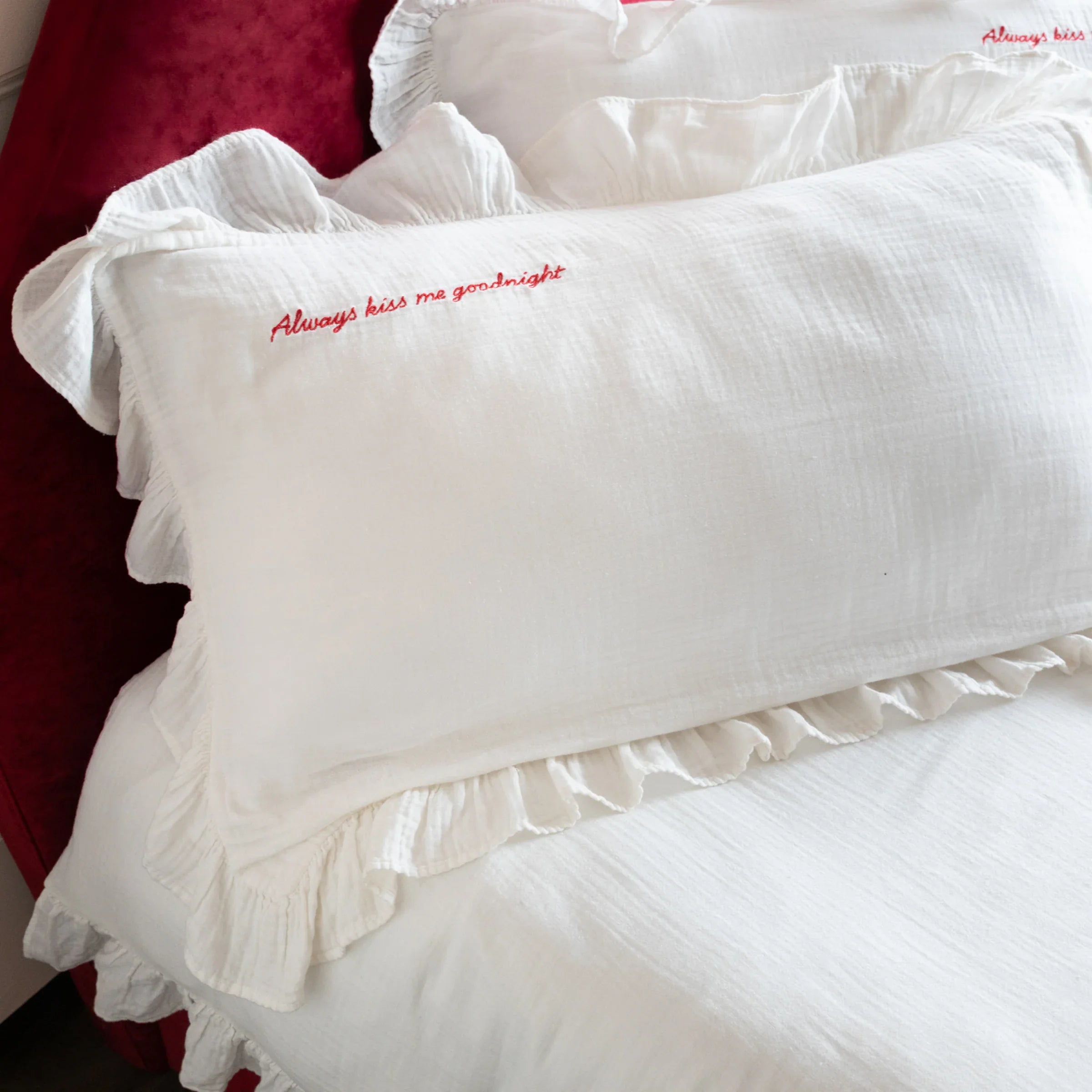 Rockett St George (Riva Home) Duvet Cover set LOVE NOTE FRILL COTTON DUVET COVER SET WHITE by Rockett St George