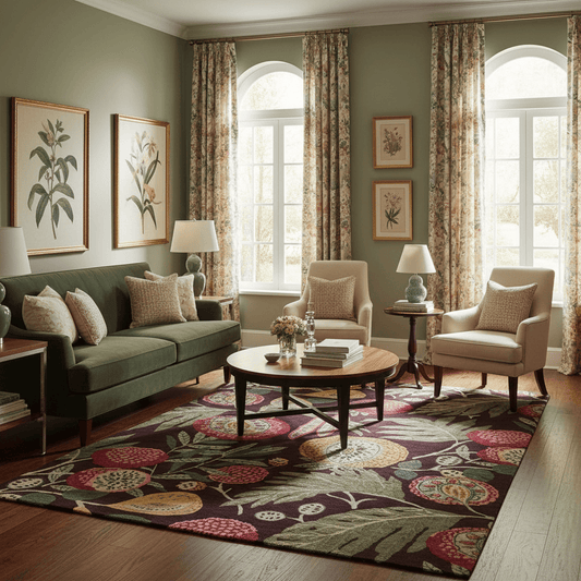 Sanderson (Brink & Campman) Designer Rugs 140 centimetres by 200 centimetres (approx. 4 foot 7 inches by 6 foot 7 inches) / Cherry Alabaster SANDERSON JACKFRUIT AREA RUG by Brink & Campman