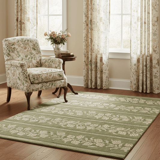 Sanderson (Brink & Campman) Designer Rugs 140 centimetres by 200 centimetres (approx. 4 foot 7 inches by 6 foot 7 inches) / Forest Green SANDERSON ANAAR AREA RUG by Brink and Campman
