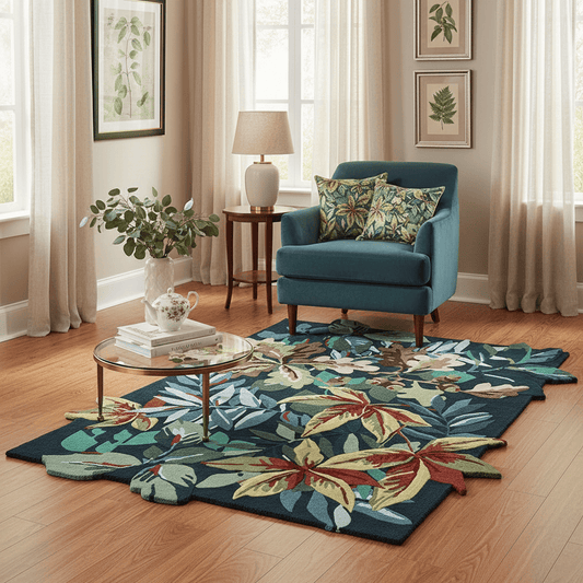 Sanderson (Brink & Campman) Designer Rugs 140 centimetres by 200 centimetres (approx. 4 foot 7 inches by 6 foot 7 inches) / Forest Green SANDERSON ROBIN'S WOOD AREA RUG by Brink & Campman