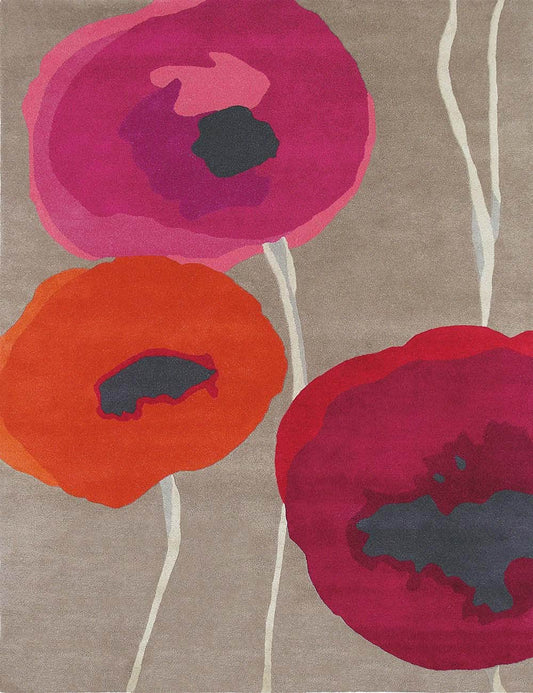 Sanderson (Brink & Campman) Designer Rugs Sanderson Poppies Pure New Wool Rug in Red/Orange by Brink & Campman