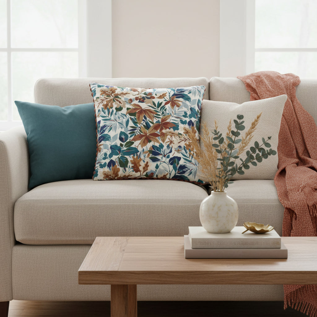 Sanderson (Riva Home) Sanderson Cushion Sanderson Robin's Wood Duck Feather Filled Cushion – Russet/Ink (50x50cm)