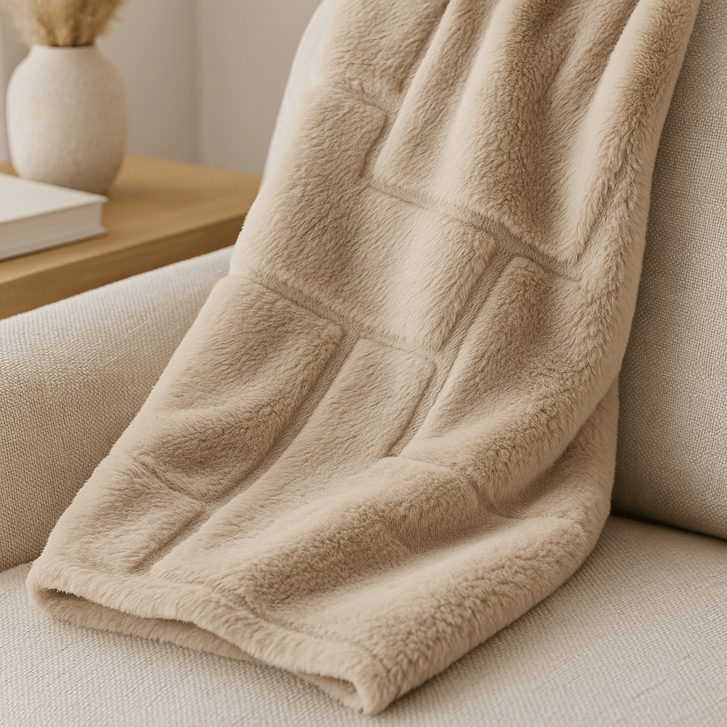 Scatter Box Bedspread Tovi Throw Natural Faux-Fur | 130 × 170 cm by Scatter Box