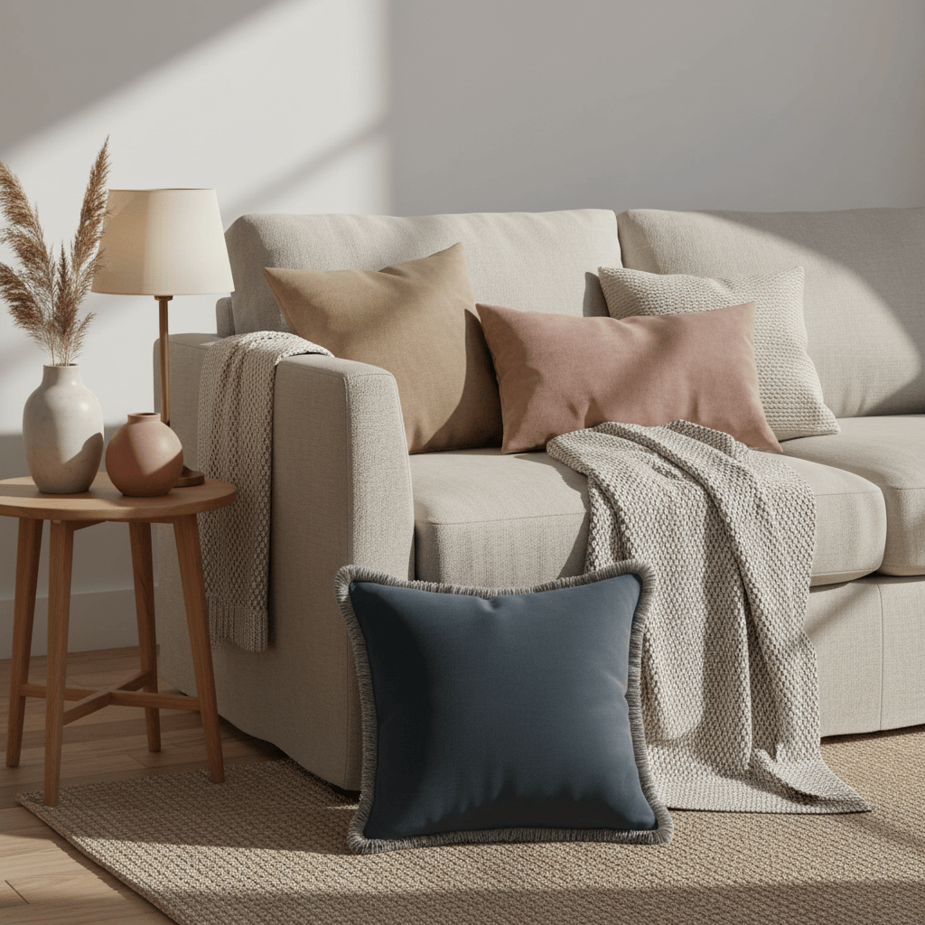 Scatter Box Cushions Elodie Fringed Cushion Slate Blue | 43 × 43 cm Feather-Fill by Scatter Box