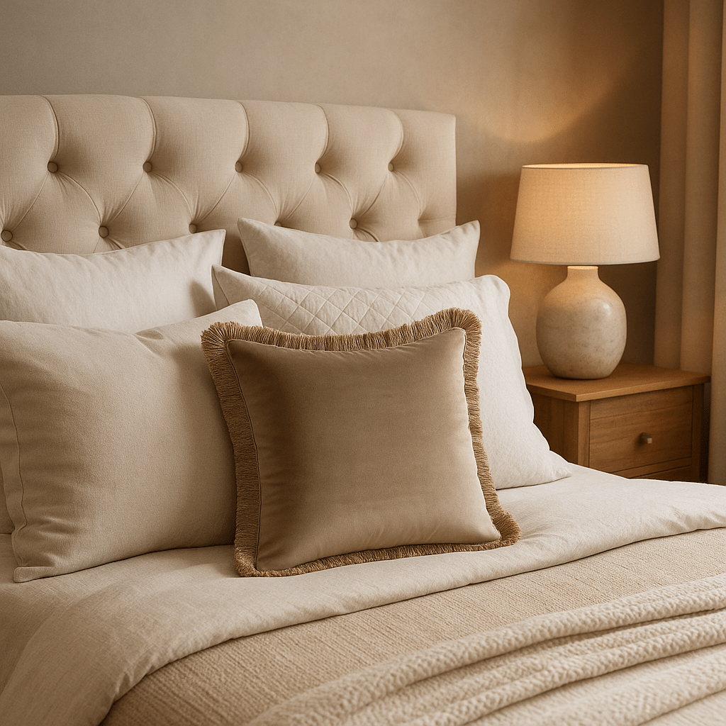 Scatter Box Cushions Elodie Fringed Cushion Taupe | 43 × 43 cm Feather-Fill by Scatter Box