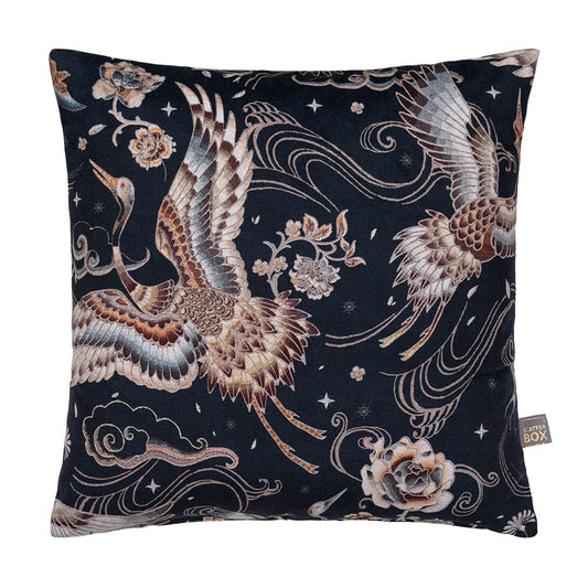 Scatter Box Cushions Feather filled Cushions -  Heron Stitch 45x45cm, Navy/Rust