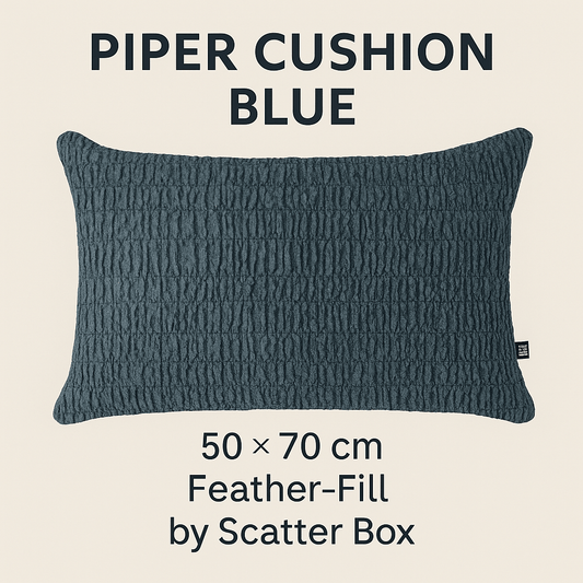 Scatter Box Cushions Piper Cushion Blue | 50 × 70 cm Feather-Fill by Scatter Box