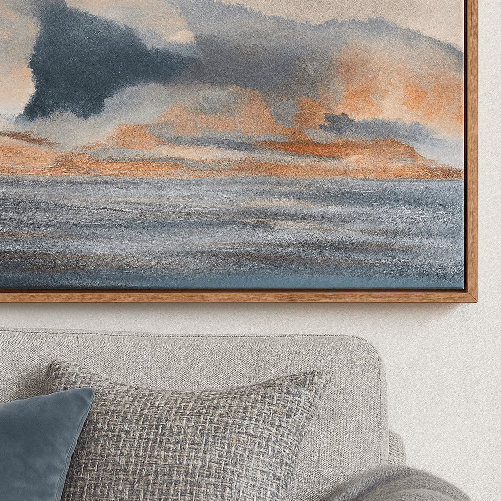 Scatter Box Framed Print Alder Framed Canvas Blue / Grey | 122 × 76 × 4 cm by Scatter Box