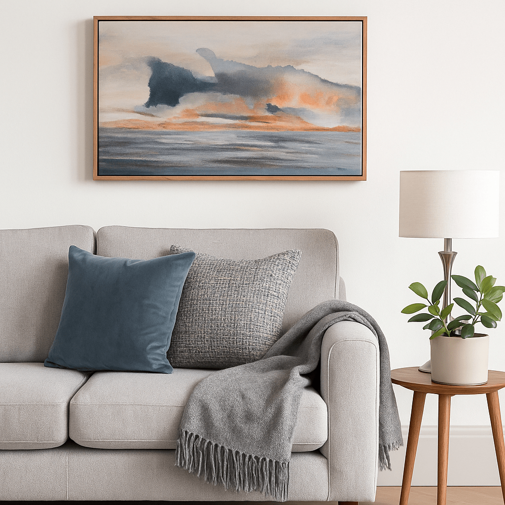 Scatter Box Framed Print Alder Framed Canvas Blue / Grey | 122 × 76 × 4 cm by Scatter Box