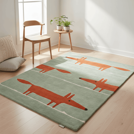 Scion (Brink & Campman) Designer Rugs 90 centimetres by 150 centimetres (2 feet 11 inches by 4 feet 11 inches) / Mint Poppy SCION MR FOX AREA RUG by Brink and Campman