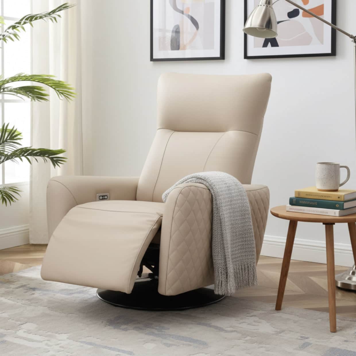 simply HAZEL Arm Chair Cream Leather MONTI CHAIR by simply HAZEL