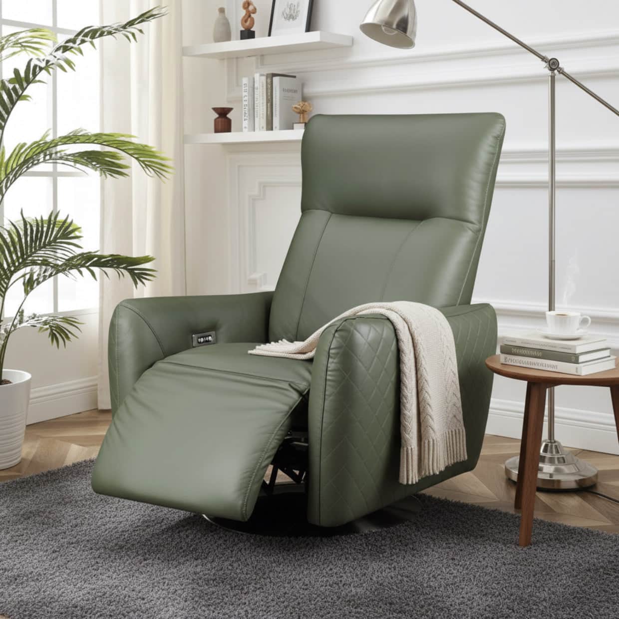 simply HAZEL Arm Chair Green Leather MONTI CHAIR by simply HAZEL