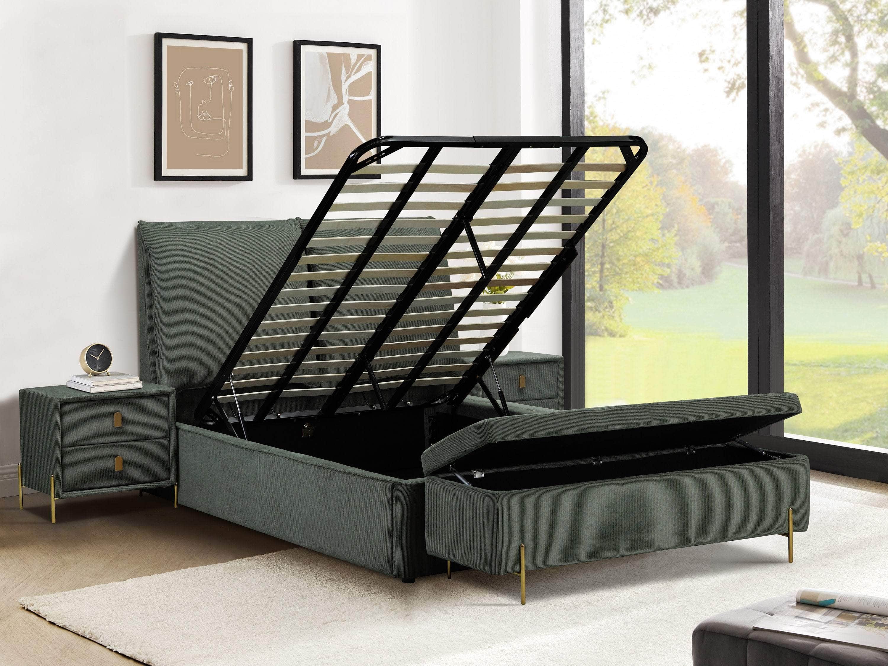 simply HAZEL Bed Complete 4ft 6" Double / Green The Waterford Bed (Green or Grey)- FREE DELIVERY