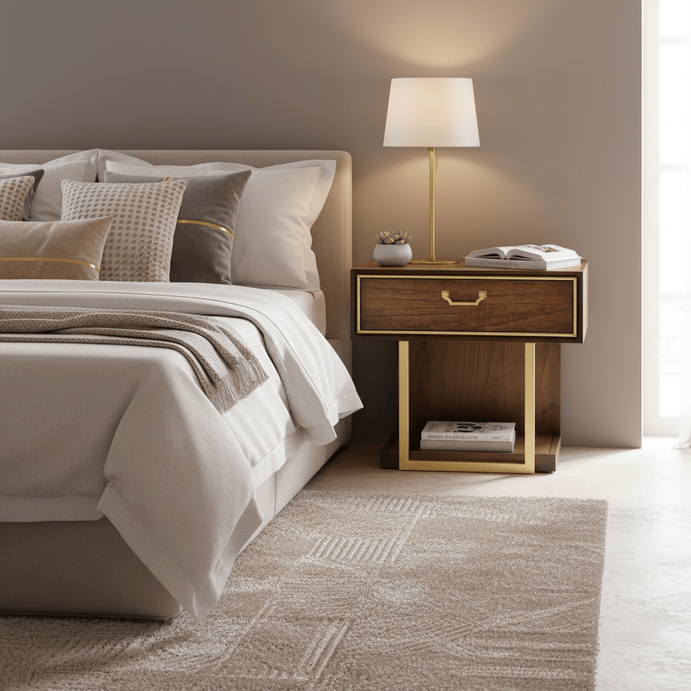 simply HAZEL Bedroom Vanities DUBAI WALNUT FINISH LOCKER WITH GOLD DETAILING & VELVET-LINED DRAWER by simply Hazel