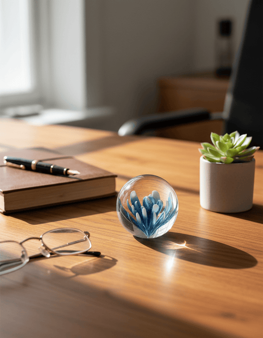 simply HAZEL Decorative FLOWER GLASS BALL PAPERWEIGHT WITH GIFT BOX by simply HAZEL