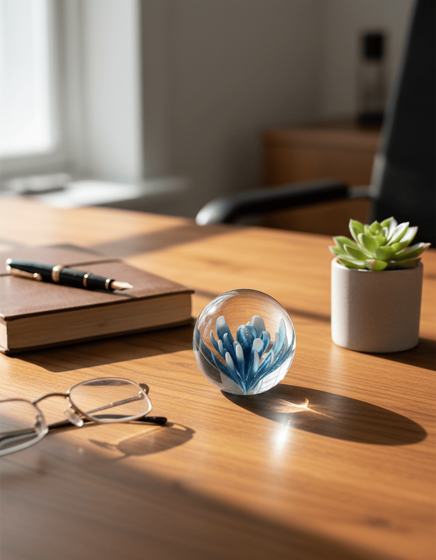 simply HAZEL Decorative FLOWER GLASS BALL PAPERWEIGHT WITH GIFT BOX by simply HAZEL