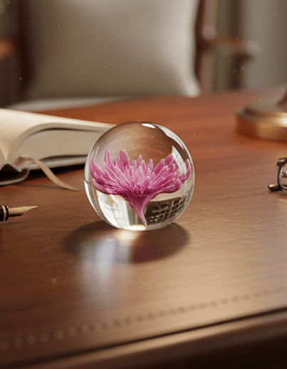 simply HAZEL Decorative Purple & White flower FLOWER GLASS BALL PAPERWEIGHT WITH GIFT BOX by simply HAZEL