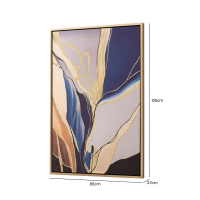 simply HAZEL Framed Print Dark Blue and Gold Framed Abstract Canvas Wall Art