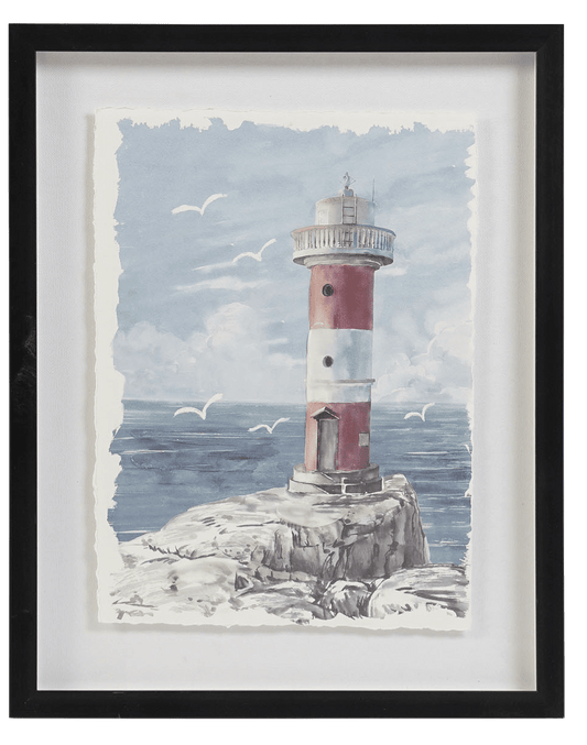 simply HAZEL Framed Print RED Lighthouse Atlantic Lighthouse framed prints  (2 styles to choose from)