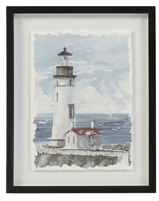 simply HAZEL Framed Print WHITE Lighthouse Atlantic Lighthouse framed prints  (2 styles to choose from)