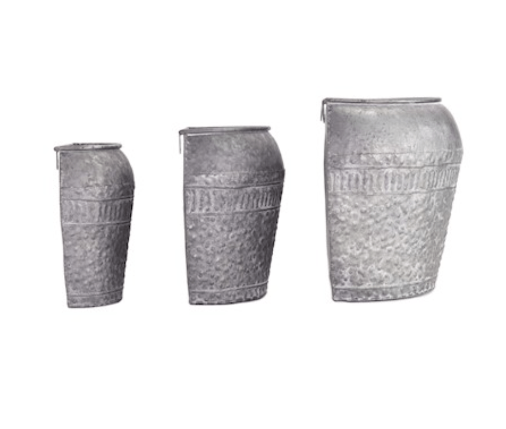 simply HAZEL Galvanised Wall Vase Planter set 3PC