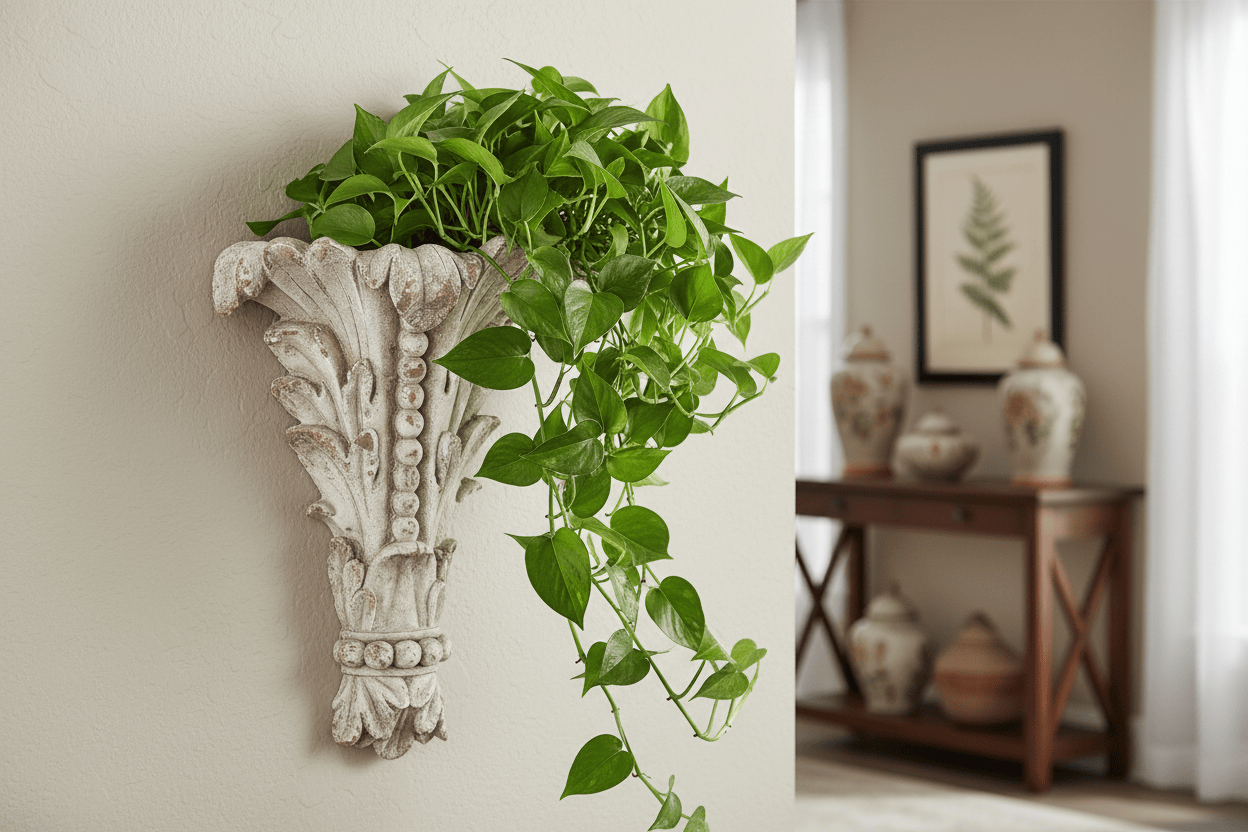 simply HAZEL Garden Accessories simply Hazel WALL FLOWERPOT STAND AGED WHITE