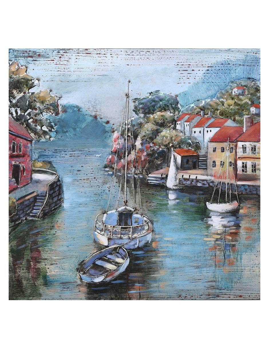 simply HAZEL Handmade Wall Decor Sunlit Greek Escape – Handmade 3D Metal Wall Art (80 x 80 cm)