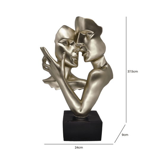 simply HAZEL Interior Design Range 37.5cm Gold Polyresin Couple with Black Base Figurine