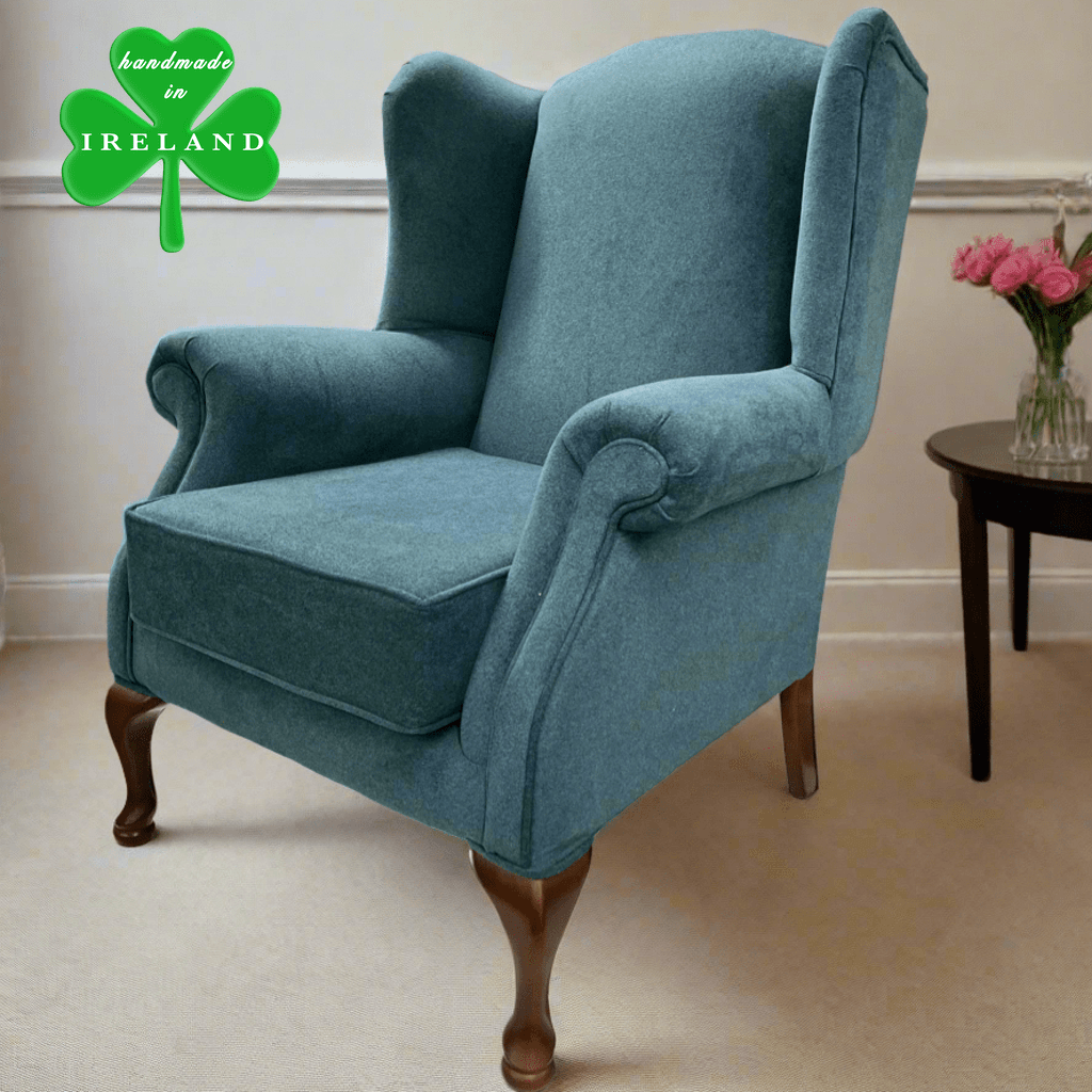 simply HAZEL Irish made Chair simply Hazel Queen Anne custom Irish Made wingback armchair in Teal (bespoke options available)