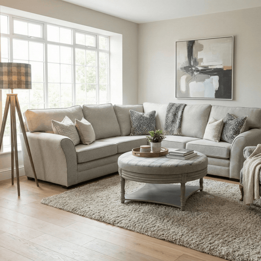 simply HAZEL Irish made Sofa MOLLY CORNER SOFA IN SOOTHING STONE by simply Hazel