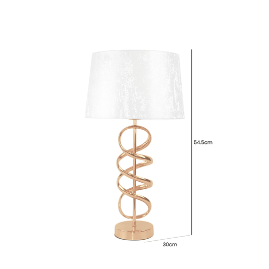 simply HAZEL Lamp 54.5cm Metal Gold Swirl Design Table Lamp with White Shade