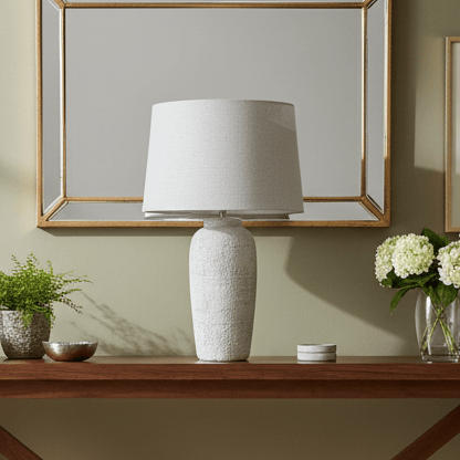 simply HAZEL Lamp CERAMIC STONE TABLE LAMP – WHITE (65CM) by simply Hazel