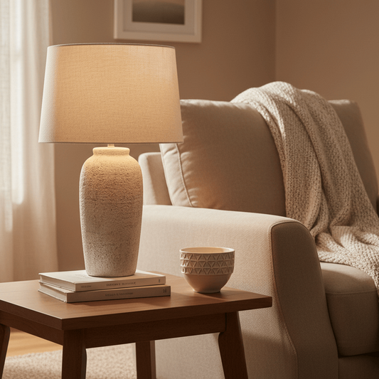 simply HAZEL Lamp CERAMIC STONE TABLE LAMP – WHITE (65CM) by simply Hazel