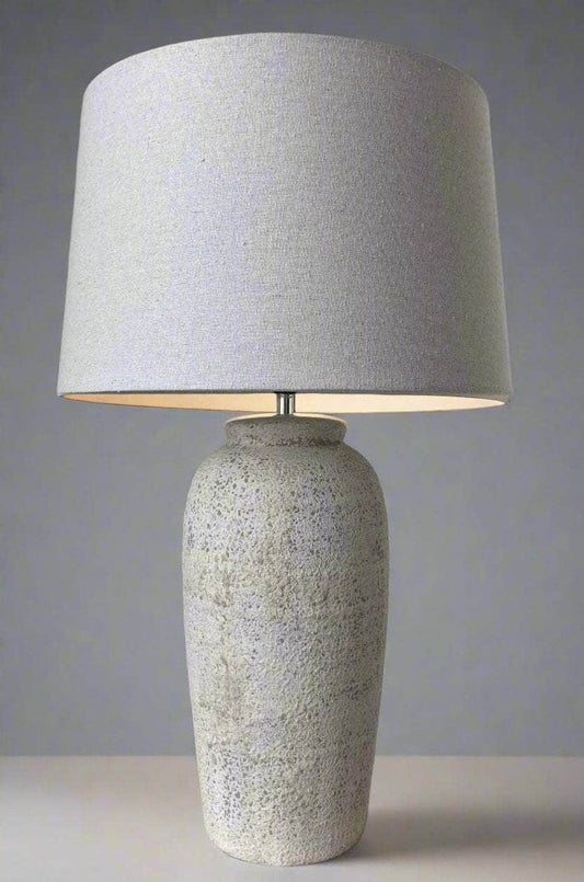 simply HAZEL Lamp simply Hazel Ceramic Stone Table Lamp – White (65cm)