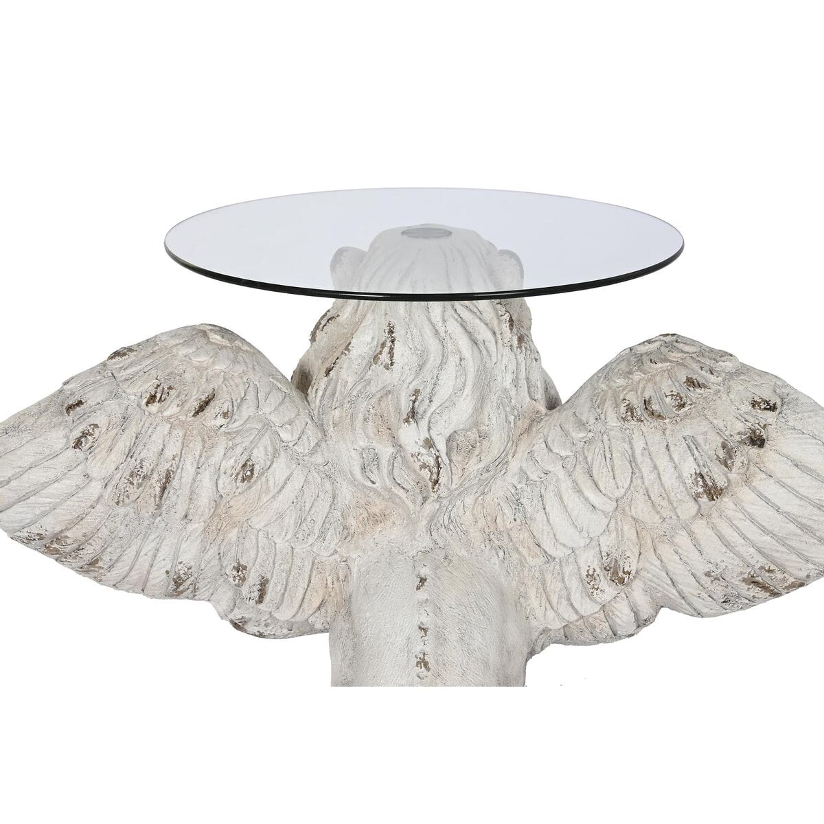 simply HAZEL MAGNESIA GLASS LION SIDE TABLE AGED GREY