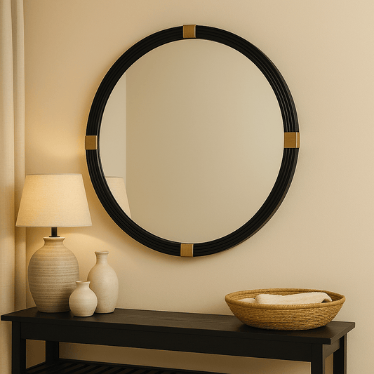 simply HAZEL Mirror BLACK WOOD MIRROR by simply Hazel – 90cm