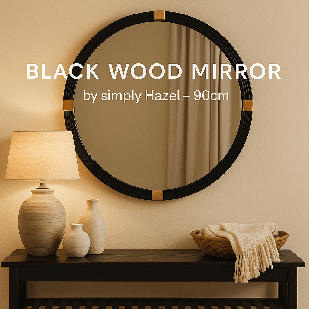 simply HAZEL Mirror BLACK WOOD MIRROR by simply Hazel – 90cm