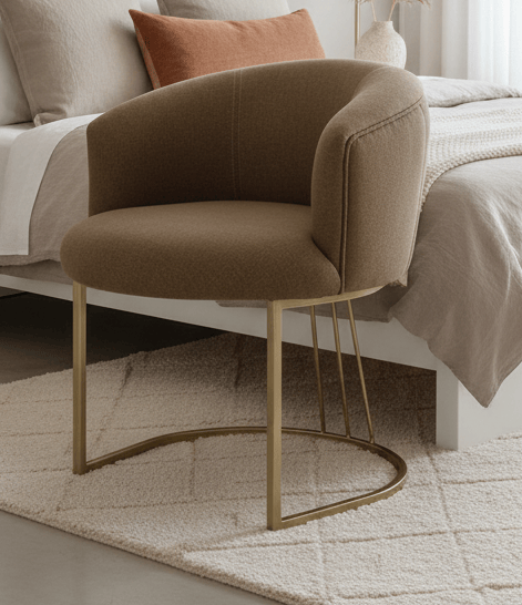 simply HAZEL Occasional tub DUBAI BEDROOM CHAIR – ELEGANT FABRIC CHAIR WITH GOLDEN-TINTED LEGS by simply Hazel