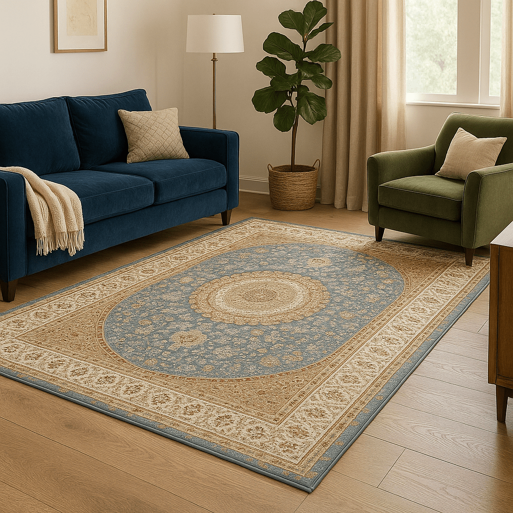 simply HAZEL Rugs simply Blue HEREKE SERIES TRADITIONAL RUG 160 × 230 cm | Blue | Green | Red | Cream | by simply Hazel