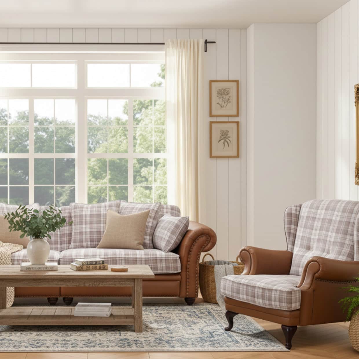 simply HAZEL Sofa IMPERIAL LEATHER AND FABRIC 4 SEATER SOFA by simply HAZEL