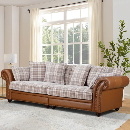 simply HAZEL Sofa IMPERIAL LEATHER AND FABRIC 4 SEATER SOFA by simply HAZEL