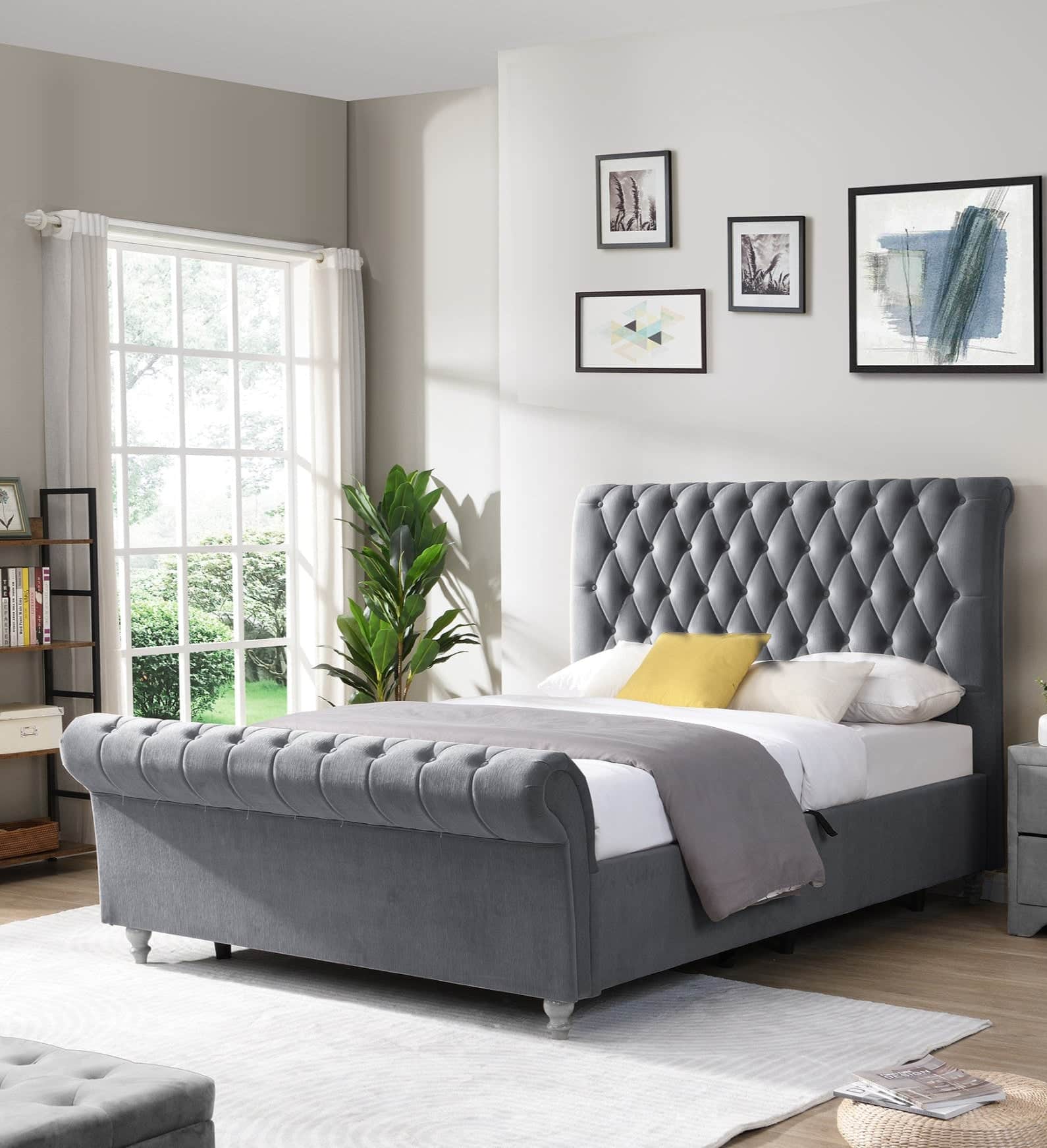 simply HAZEL Storage Bed Base & Headboard 4ft 6" Double / Grey THE KILKENNY STORAGE BED (SILVER, GREY OR MINK) by simply Hazel